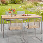 Portland Table Stainless Steel 165 x 90, with teak top