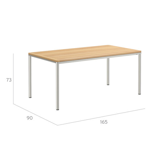 Portland Table Stainless Steel 165 x 90, with teak top