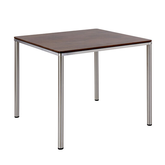 Portland Stainless Steel Table 90 x 90, with HPL top Patina Grey-Brown