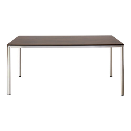 Portland Stainless Steel Table 165 x 90, with HPL top Patina Grey-Brown