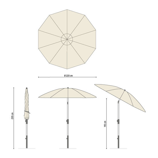 Tuscany Ivory Round Parasol 2.20m with aluminium mast
