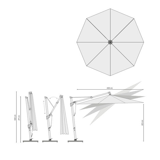 Trentino Ivory Round Parasol 4 m
