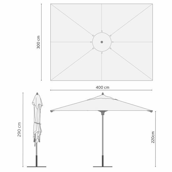 Umbria Rectangular Parasol 3.00 x 4.00 m