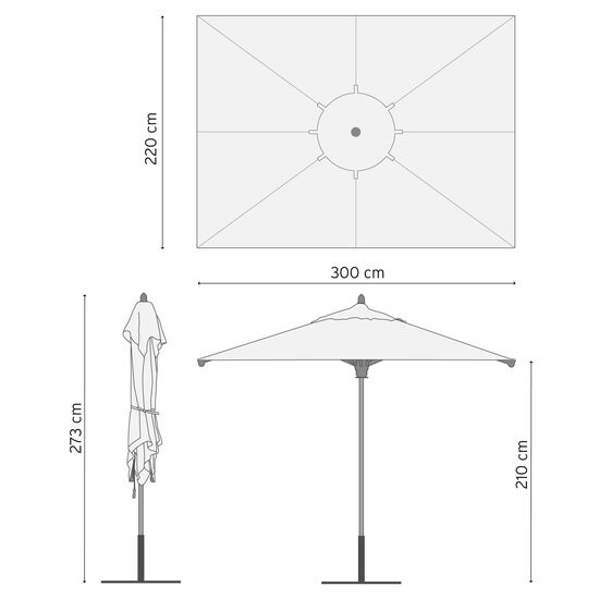 Umbria Rectangular Parasol 2.20 x 3.00 m