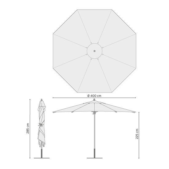 Calabria Round Parasol 4.00 m, Ivory