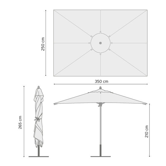 Calabria Square Parasol 2.50 x 3.50 m, Ivory