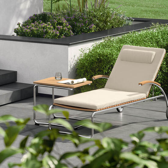 Bolero Table Stainless Steel 55 x 55, Teak