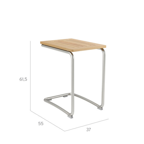 Bolero Side Table Stainless Steel 37 x 55, Teak