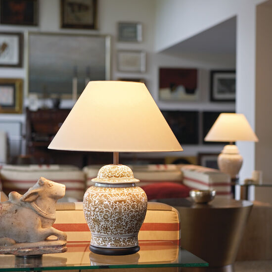 Lotus Table Lamp, Brown/White with light source