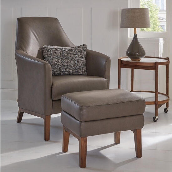 Tadeo Leather Armchair, Umbra Grey