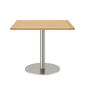 Ronda Single-Pedestal Table Stainless Steel 90 x 90 with teak top