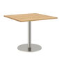 Ronda Single-Pedestal Table Stainless Steel 90 x 90 with teak top