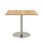 Ronda Single-Pedestal Table Stainless Steel 90 x 90 with teak top