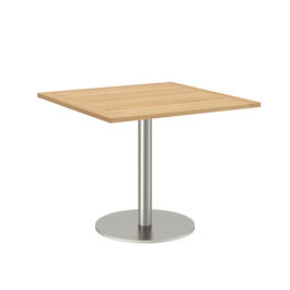 Ronda Single-Pedestal Table Stainless Steel 90 x 90 with teak top