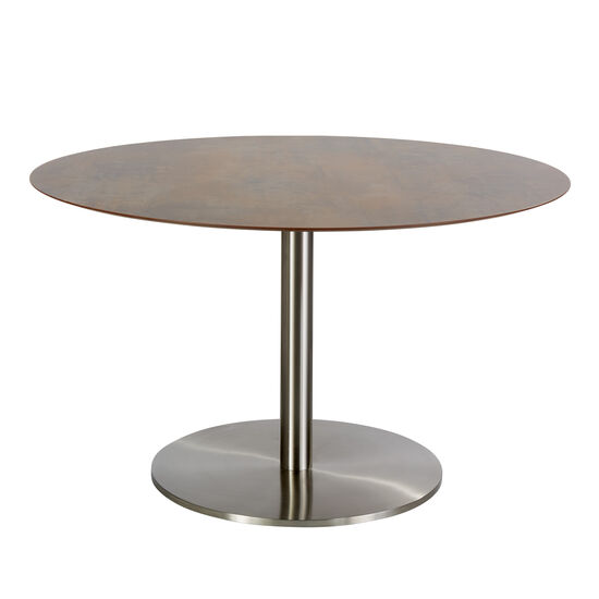 Ronda Single-Pedestal Table Stainless Steel Ø 120 with HPL top Patina Grey-Brown