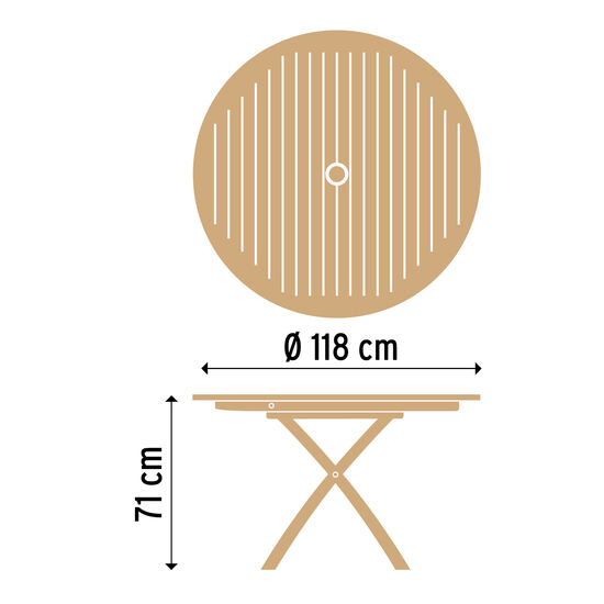 Folding Table Round Ø 120 with Parasol Hole