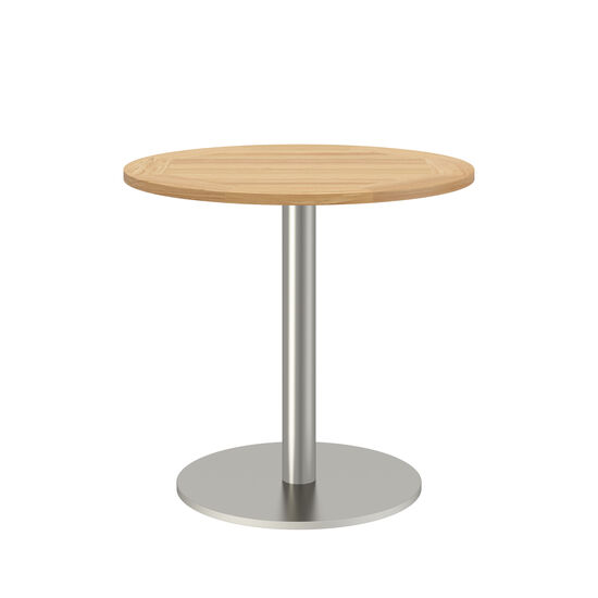 Ronda Single-Pedestal Table Stainless Steel Ø 80 with teak top