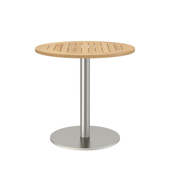 Ronda Single-Pedestal Table Stainless Steel Ø 80 with teak top