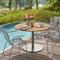 Ronda Single-Pedestal Table Stainless Steel Ø 80 with teak top