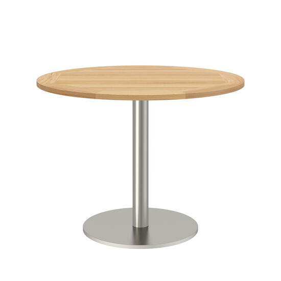 Ronda Single-Pedestal Table Stainless Steel Ø 100 with teak top