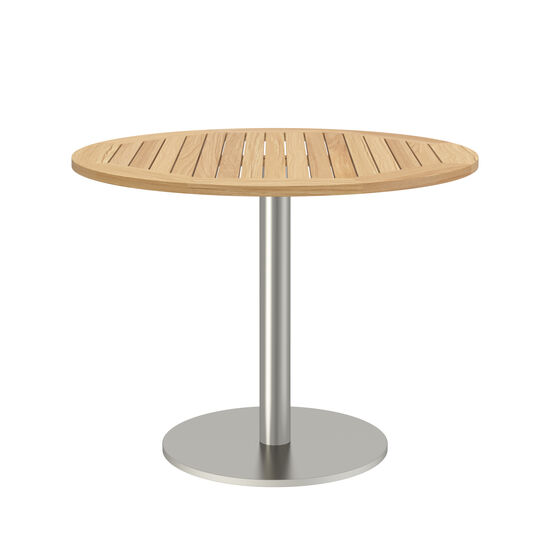 Ronda Single-Pedestal Table Stainless Steel Ø 100 with teak top