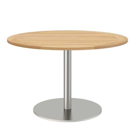 Ronda Single-Pedestal Table Stainless Steel Ø 120 with teak top