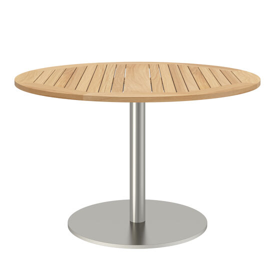 Ronda Single-Pedestal Table Stainless Steel Ø 120 with teak top