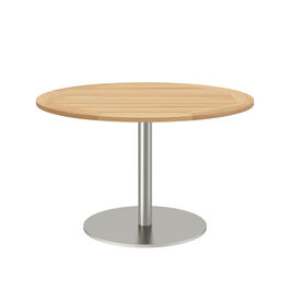 Ronda Single-Pedestal Table Stainless Steel Ø 120 with teak top