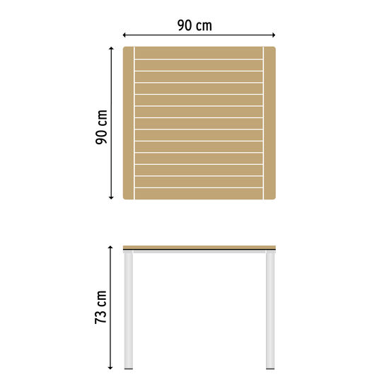 Portland Table Aluminium 90 x 90, Teak