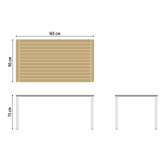 Portland Table Aluminium 165 x 90, Teak