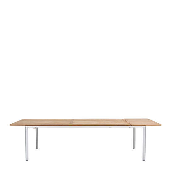 Portland Aluminium Extending Table 240-300 x 100 with teak top