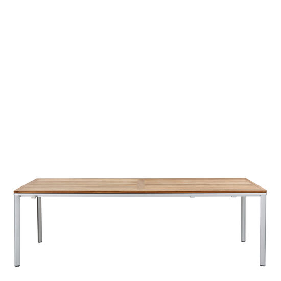 Portland Aluminium Extending Table 240-300 x 100 with teak top