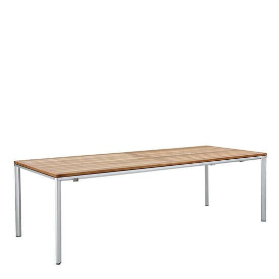 Portland Aluminium Extending Table 240-300 x 100 with teak top
