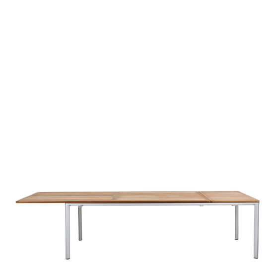 Portland Aluminium Extending Table 240-300 x 100 with teak top