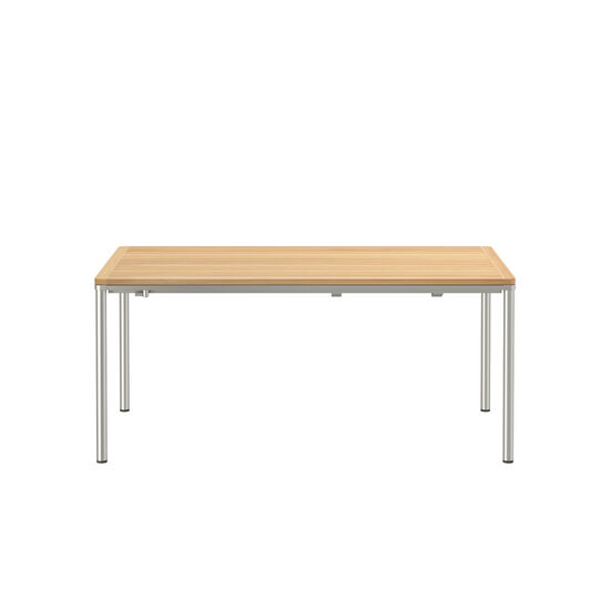 Portland Stainless Steel Extending Table 165-225 x 90, with teak top