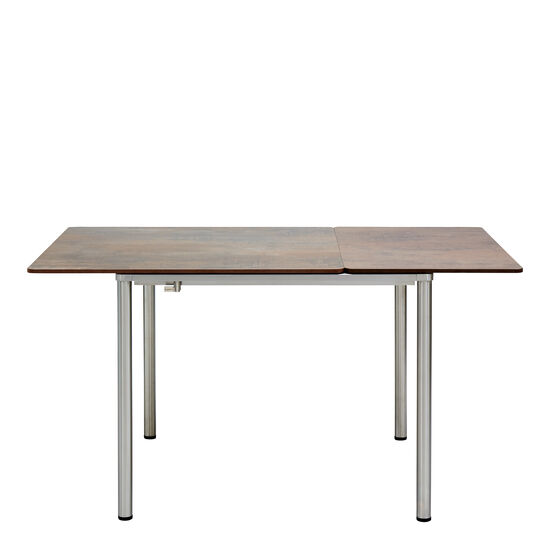 Portland Stainless Steel Extending Table 90-140 x 90, with HPL top Patina Grey-Brown