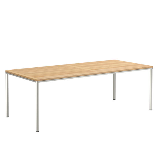 Portland Table Stainless Steel 220 x 100, with teak top