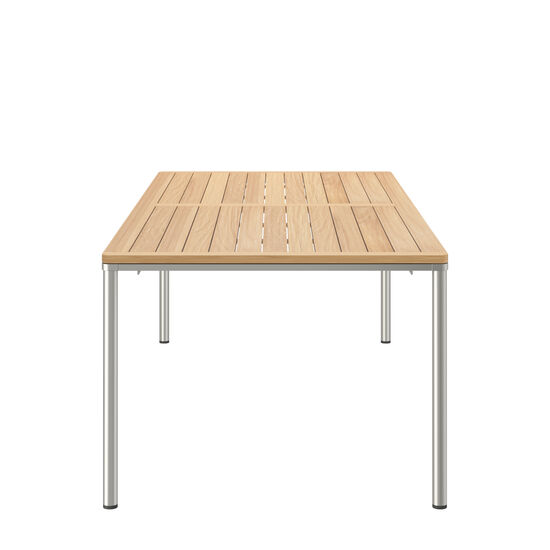 Portland Table Stainless Steel 220 x 100, with teak top