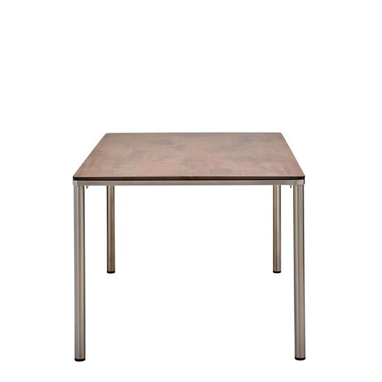 Portland Stainless Steel Table 140 x 90, with HPL top Patina Grey-Brown