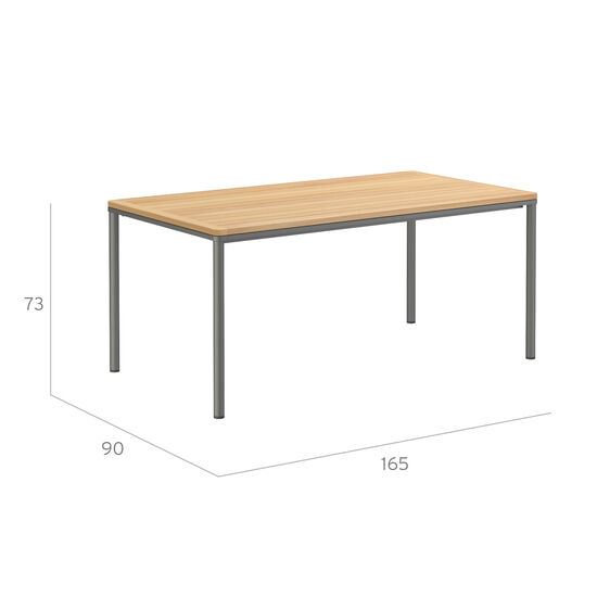 Portland Table Graphite 165 x 90 with teak top