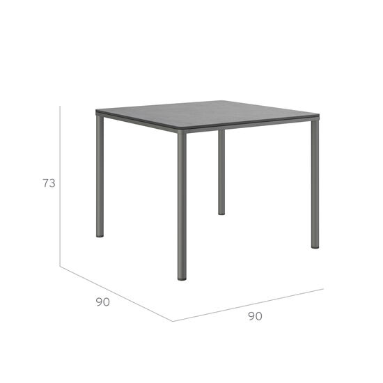 Portland Table Graphite 90 x 90, with HPL top Stone