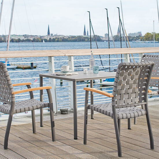 Portland Table Graphite 90 x 90, with HPL top Stone