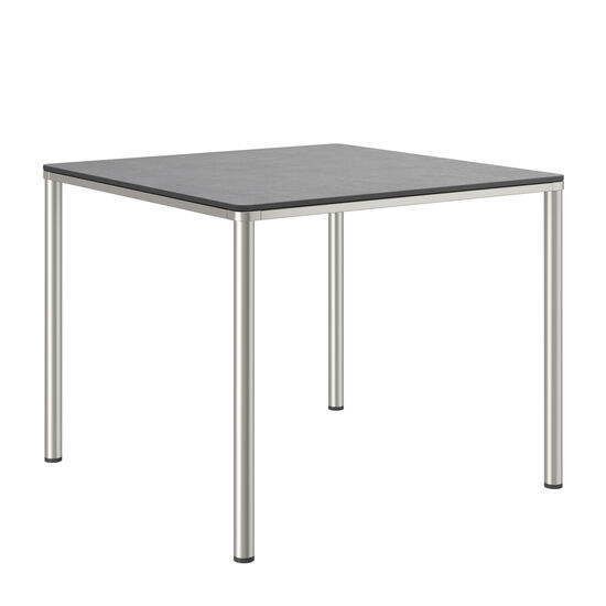 Portland Table Stainless Steel 90 x 90, with HPL top Stone
