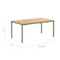 Portland Extending Table Graphite 165-225 x 90 with teak top