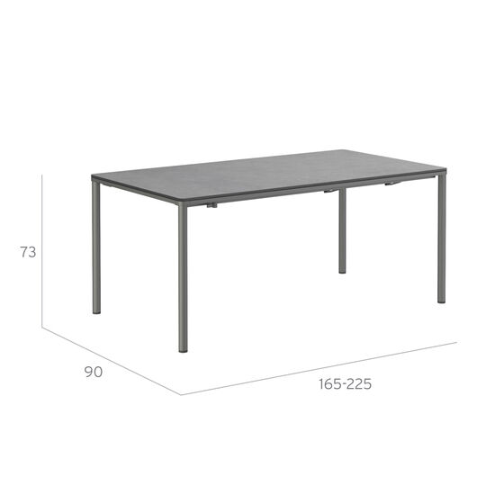 Portland Extending Table Graphite 165-225 x 90, with HPL top Shade