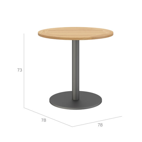 Ronda Single-Pedestal Table Graphite Ø 80 with teak top