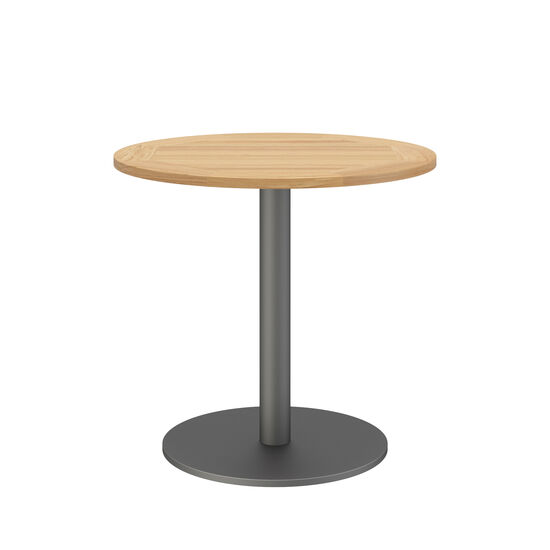 Ronda Single-Pedestal Table Graphite Ø 80 with teak top