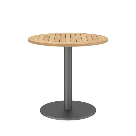 Ronda Single-Pedestal Table Graphite Ø 80 with teak top