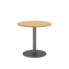 Ronda Single-Pedestal Table Graphite Ø 80 with teak top