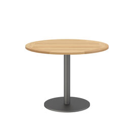 Ronda Single-Pedestal Table Graphite Ø 100 with teak top